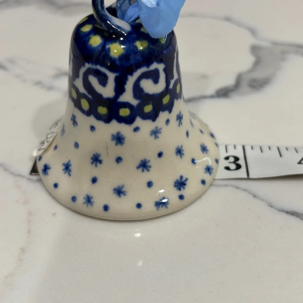 Poland “Boleslawiec” blue & white bell ornament